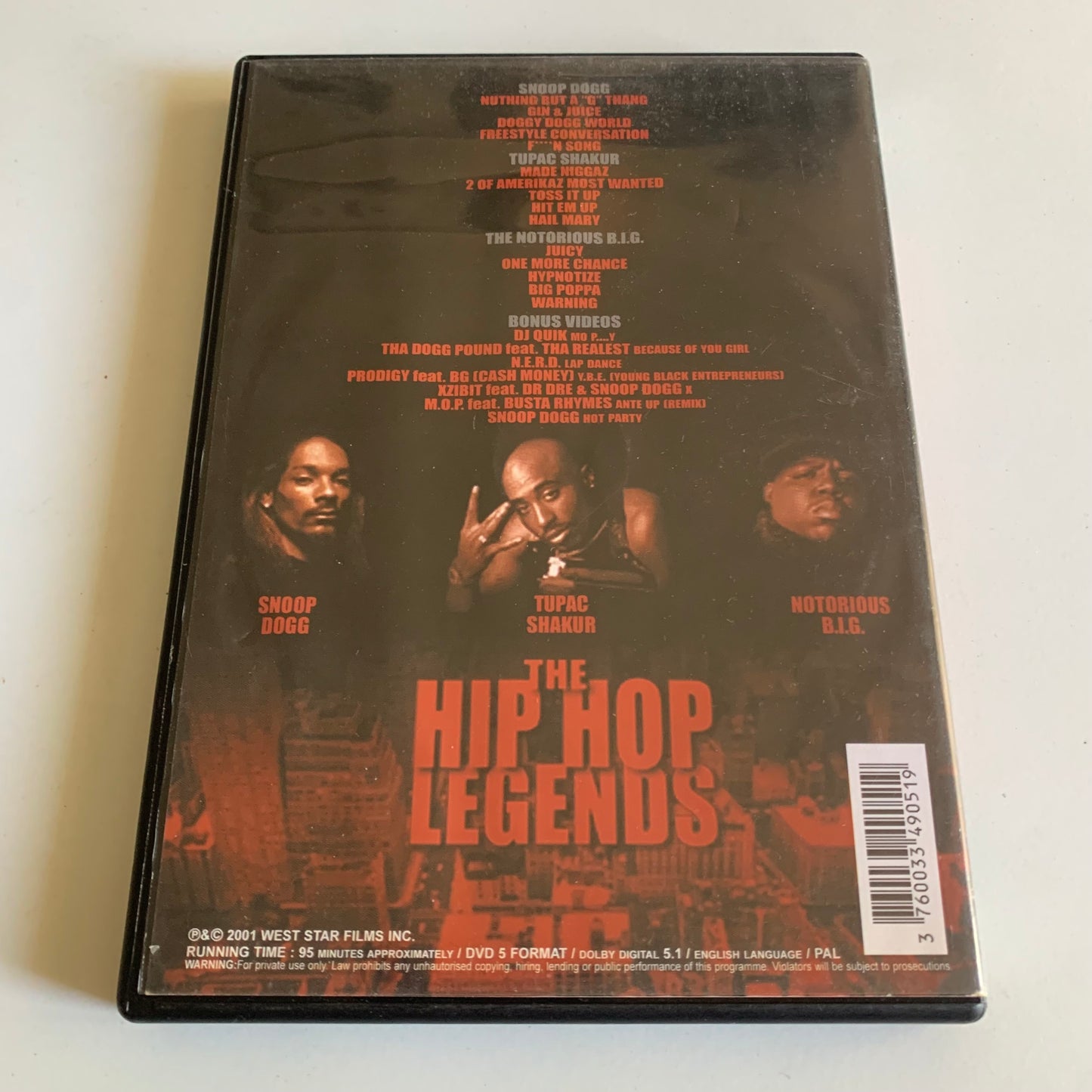 The Hip Hop Legends - Snoop Dogg - Tupac - Notorious B.I.G - 2001 Occasion
