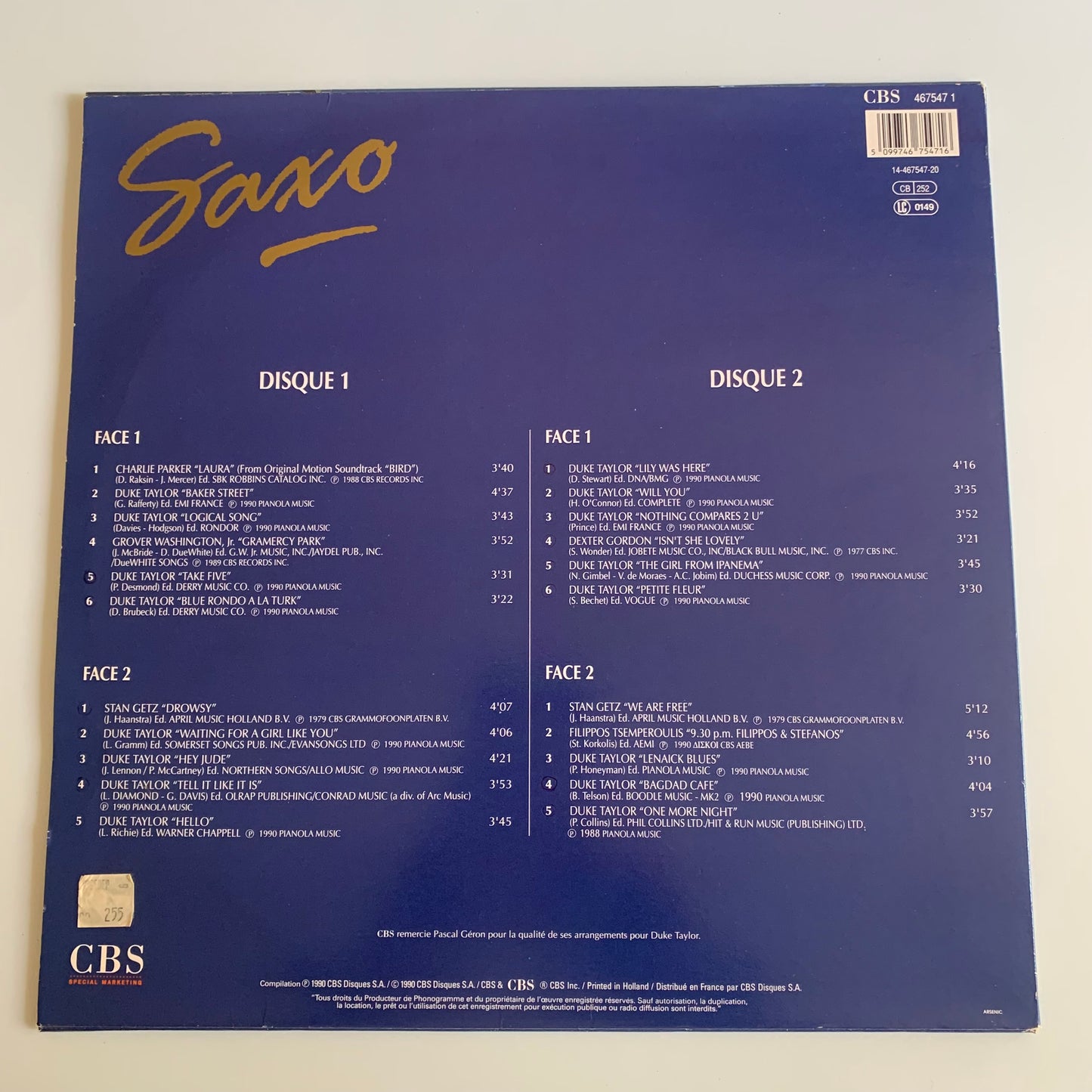 Variétés Compilation - Saxo - Double LP 1991 Occasion
