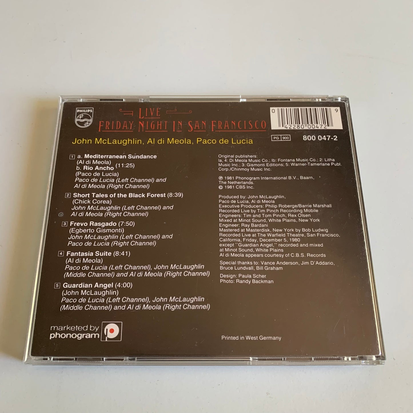 Al Di Meola - Friday Night In San Francisco - 1994 Occasion