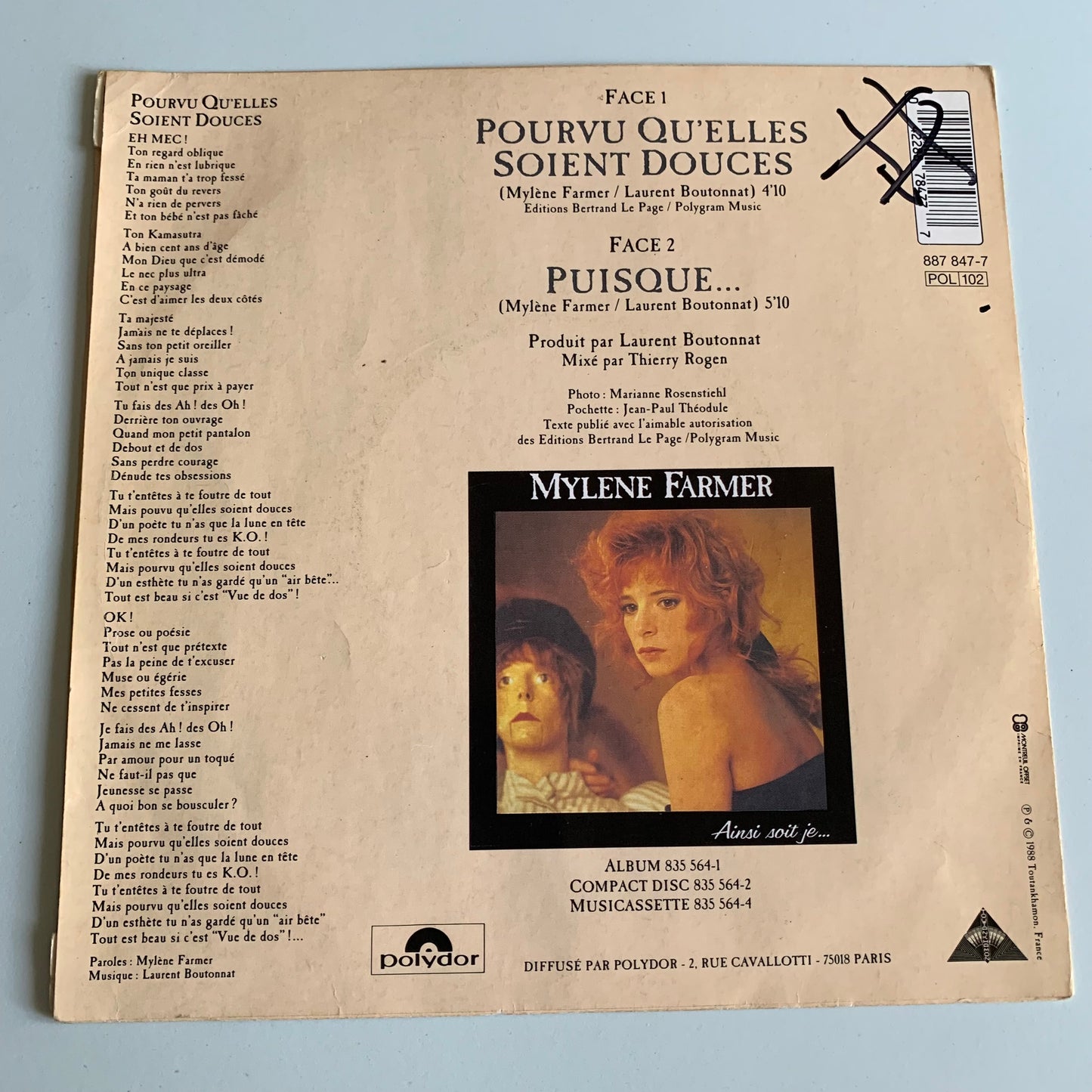 Mylène Farmer - Pourvu Qu'elles Soient Douces - 1988 Occasion