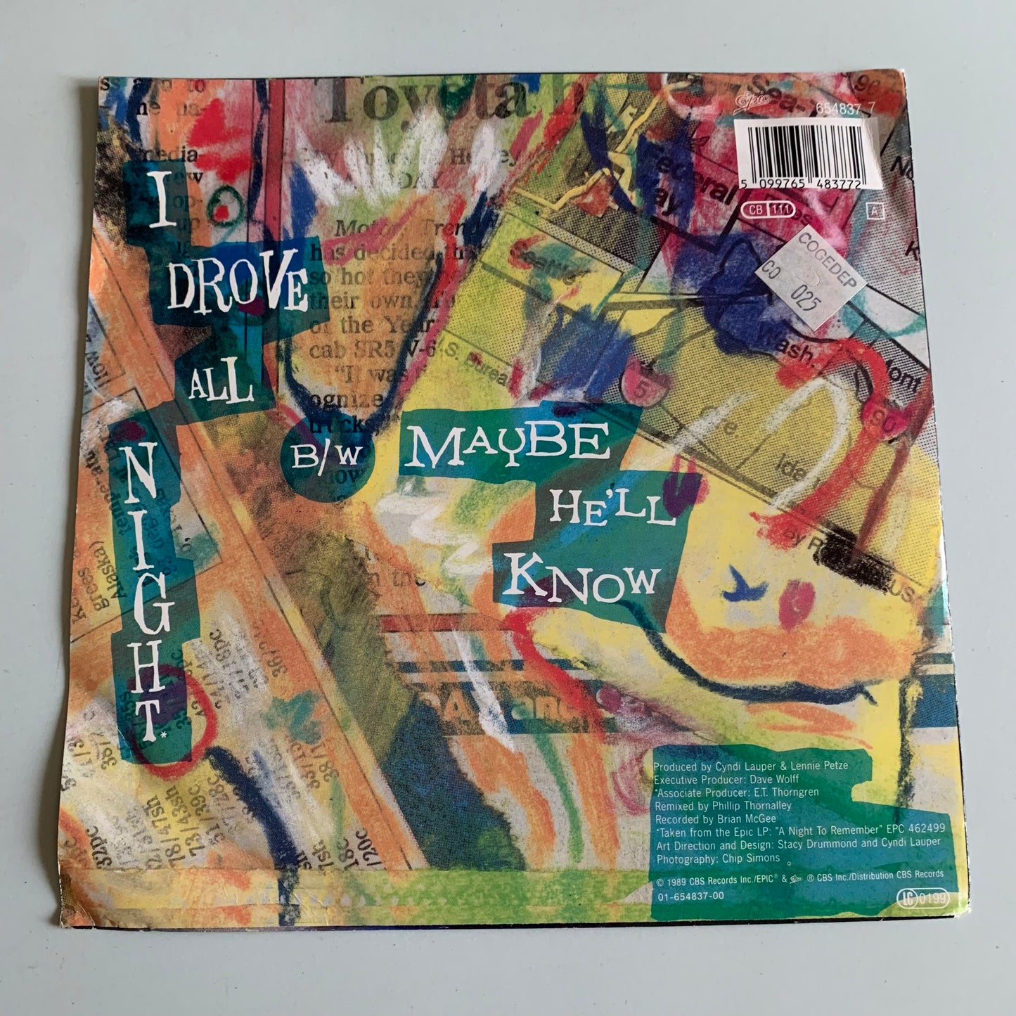 Cyndi Lauper - I Drove All Night - Single 1989 Occasion