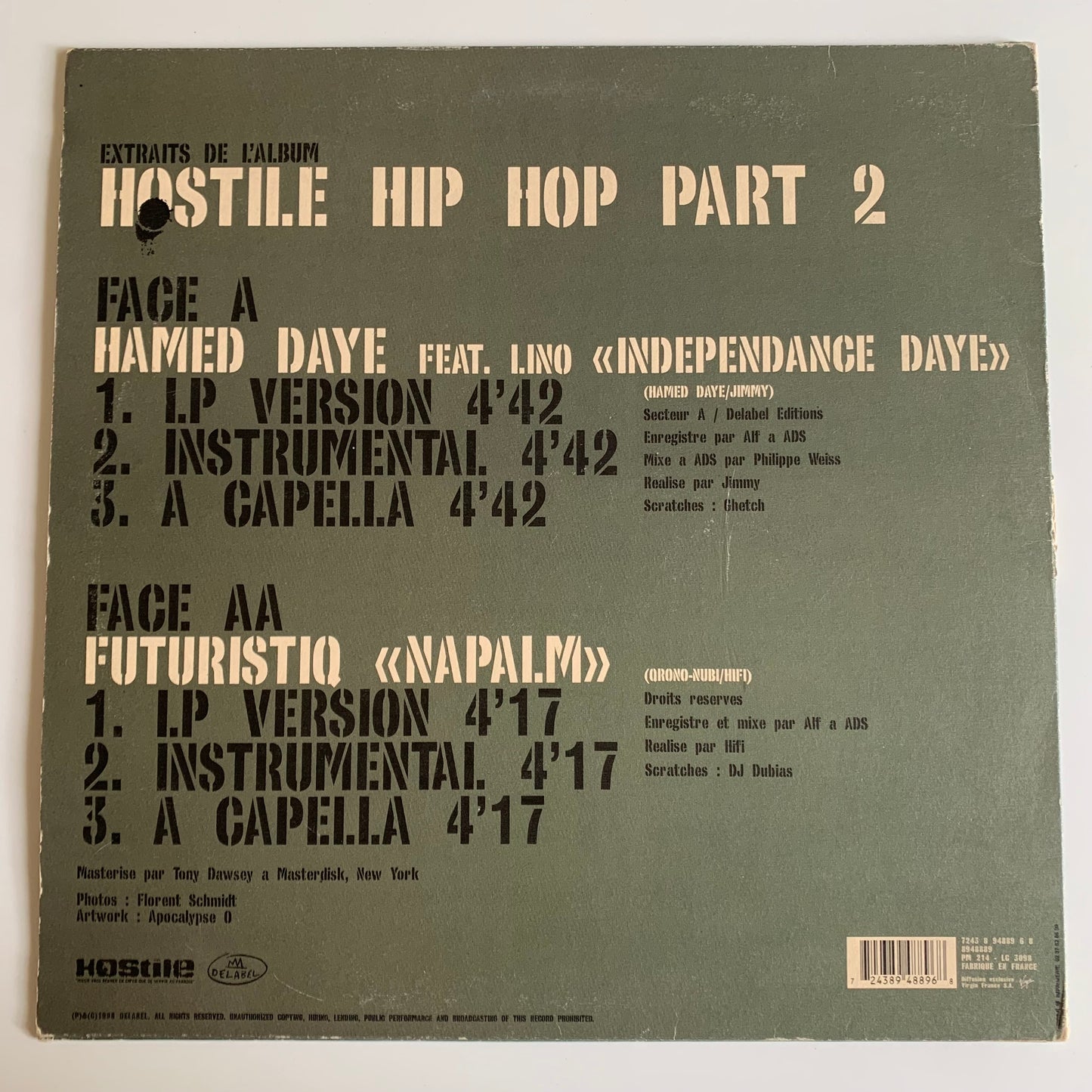 Hamed Daye feat Lino - Futuristiq - Independance Daye / Napalm - 1998 Single Occasion