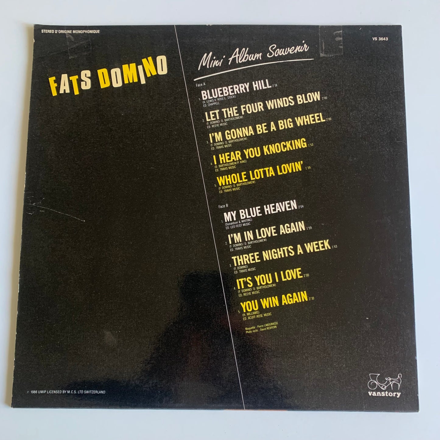 Fats Domino - Blueberry Hill - 33 tours 1986 Occasion