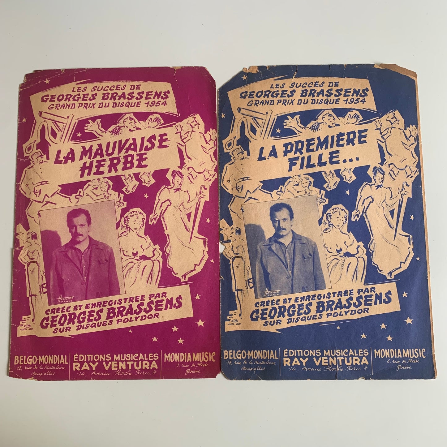 2 Partitions Georges Brassens - La Mauvaise Herbe - La Première Fille