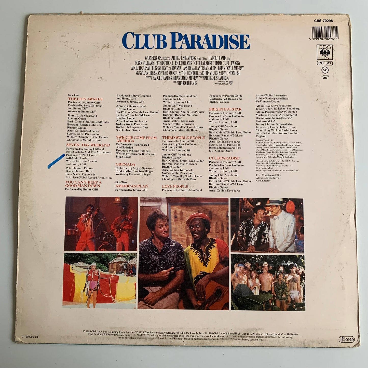 Variétés - Club Paradise - Original Motion Picture Soundtrack - LP 1986 Occasion