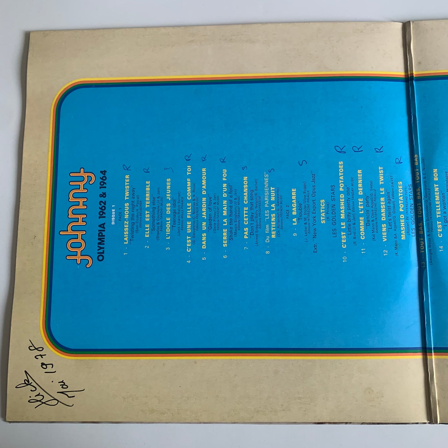 Johnny Hallyday - Olympia 1962 et 1964 - Double LP 1976 Occasion