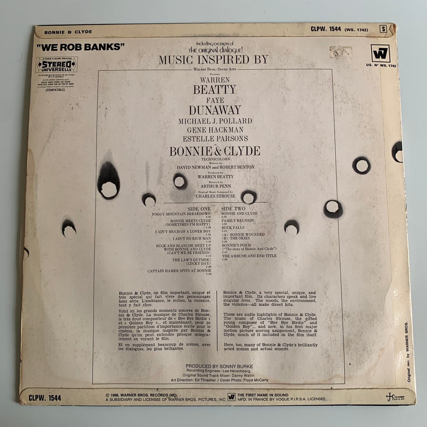 Charles Strouse - Music Inspired By The Rip Roarin' Electrifying Sound Of "Bonnie And Clyde" (The Original Motion Picture Score) - LP 1968 Occasion