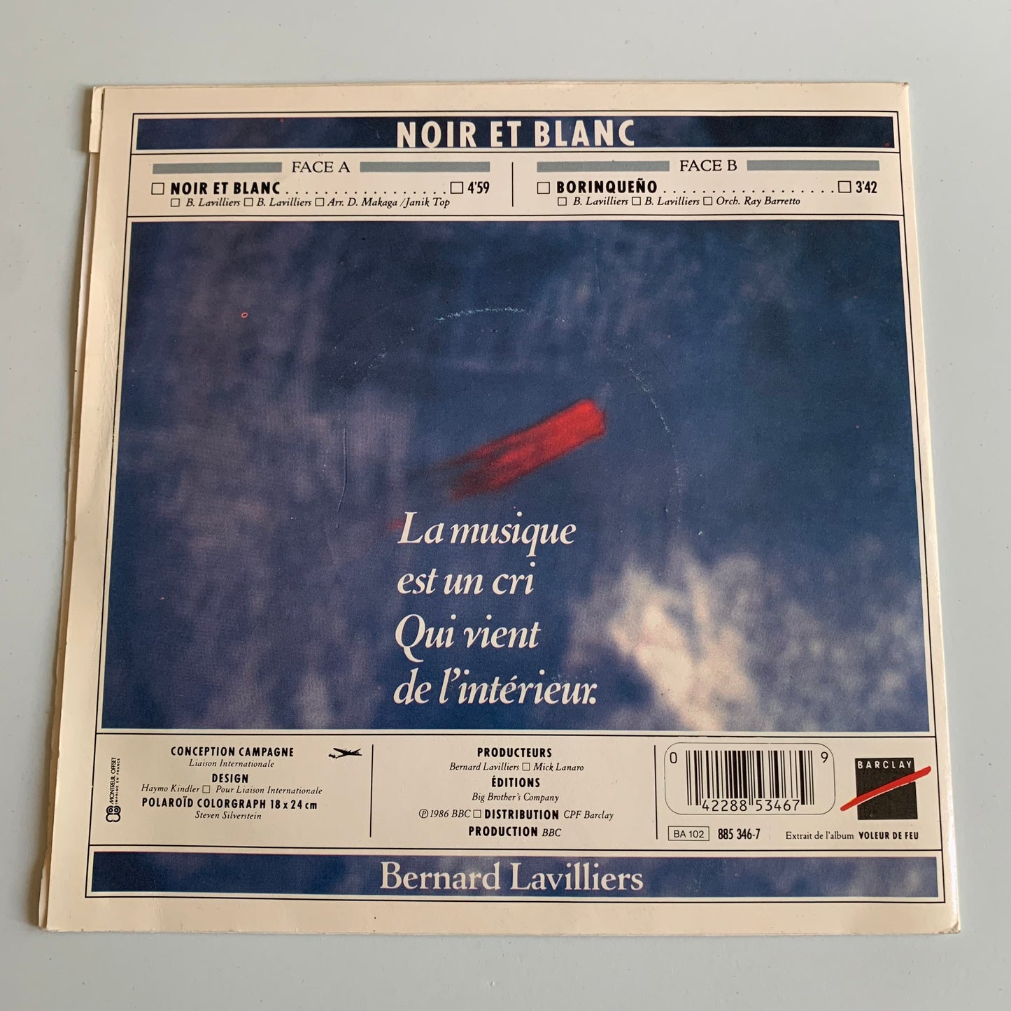 Bernard Lavilliers - Noir Et Blanc - 1986 Occasion