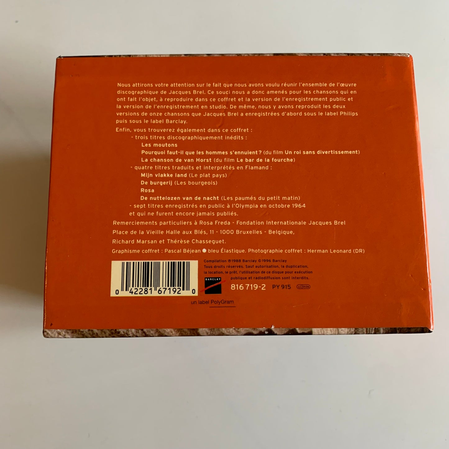 Box Set 10 CD - Jacques Brel - Quand On N'a Que L'amour - 1996 Occasion