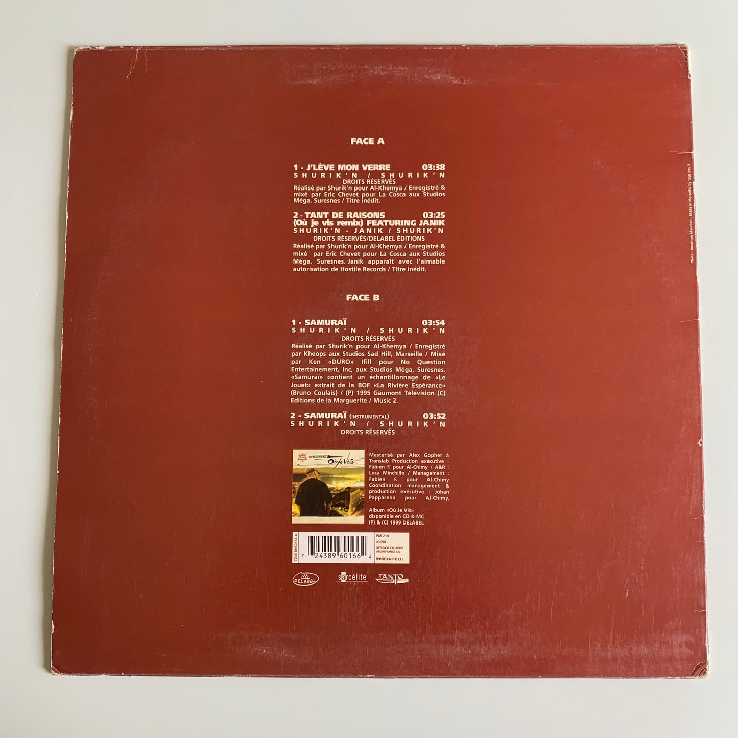 Shurik'n - J'Lève Mon Verre / Tant De Raisons - 1999 Single Occasion