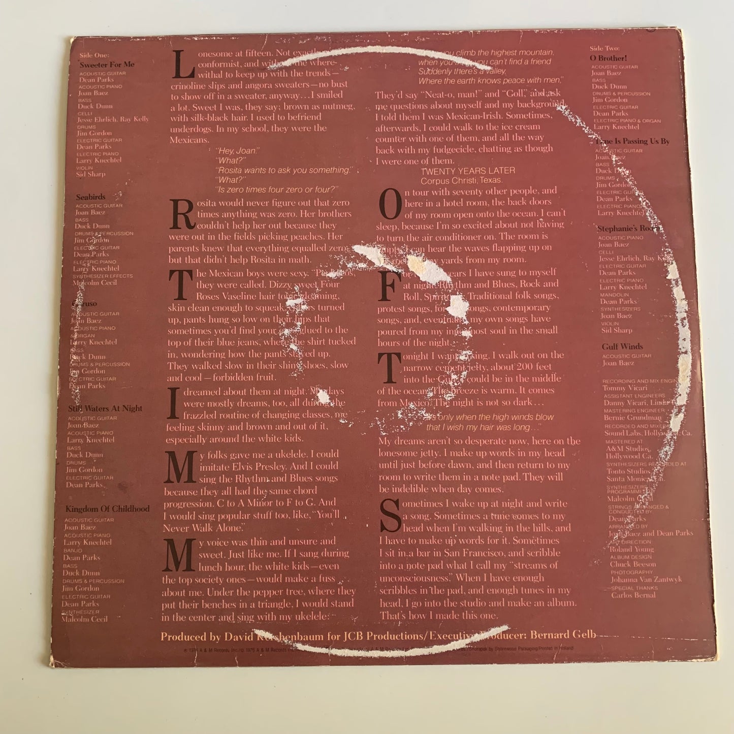 Joan Baez - Gulf Winds - LP 1982 Occasion