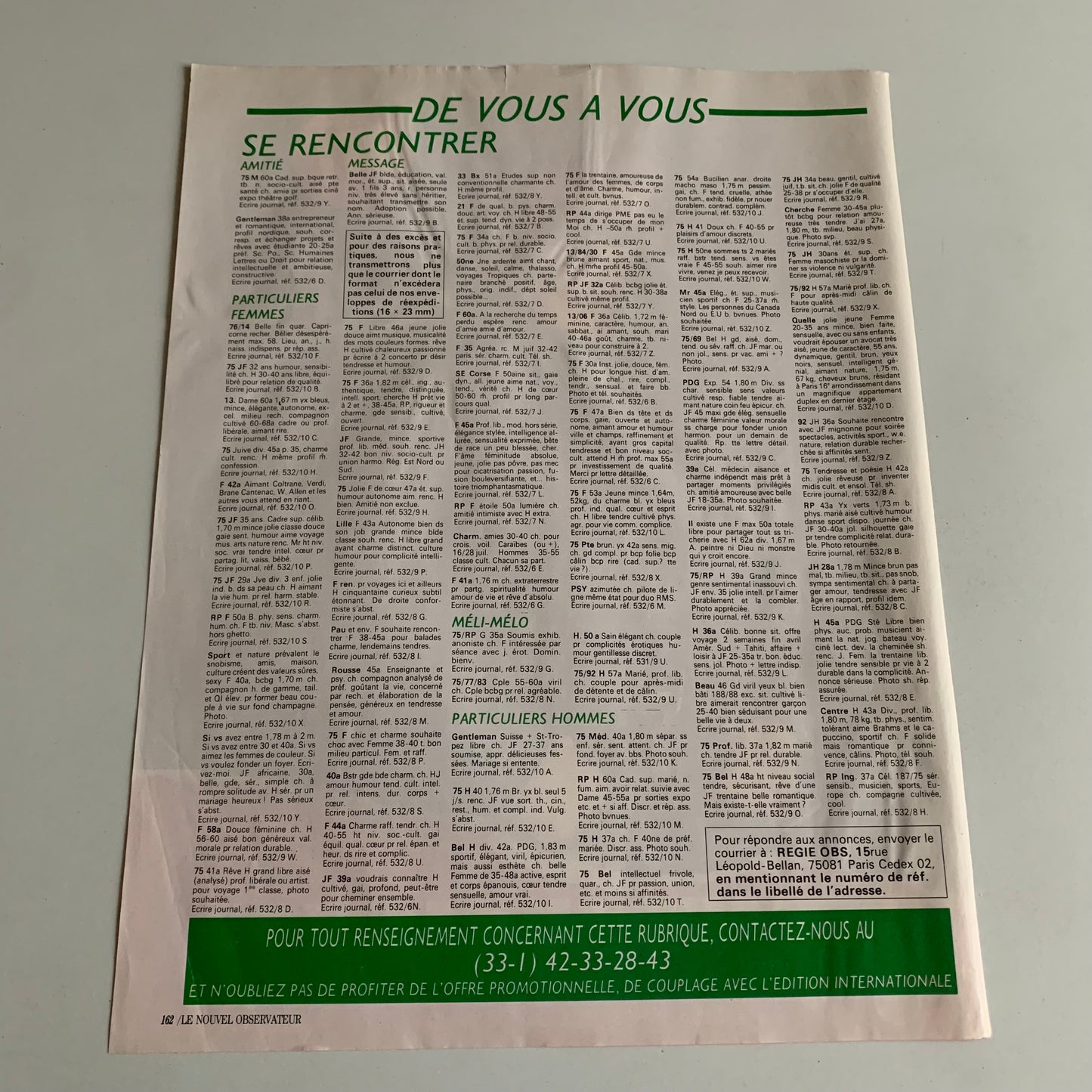 Affiche Originale Renaud - Mai 1992 Casino de Paris - Page de Magazine 30x23cm