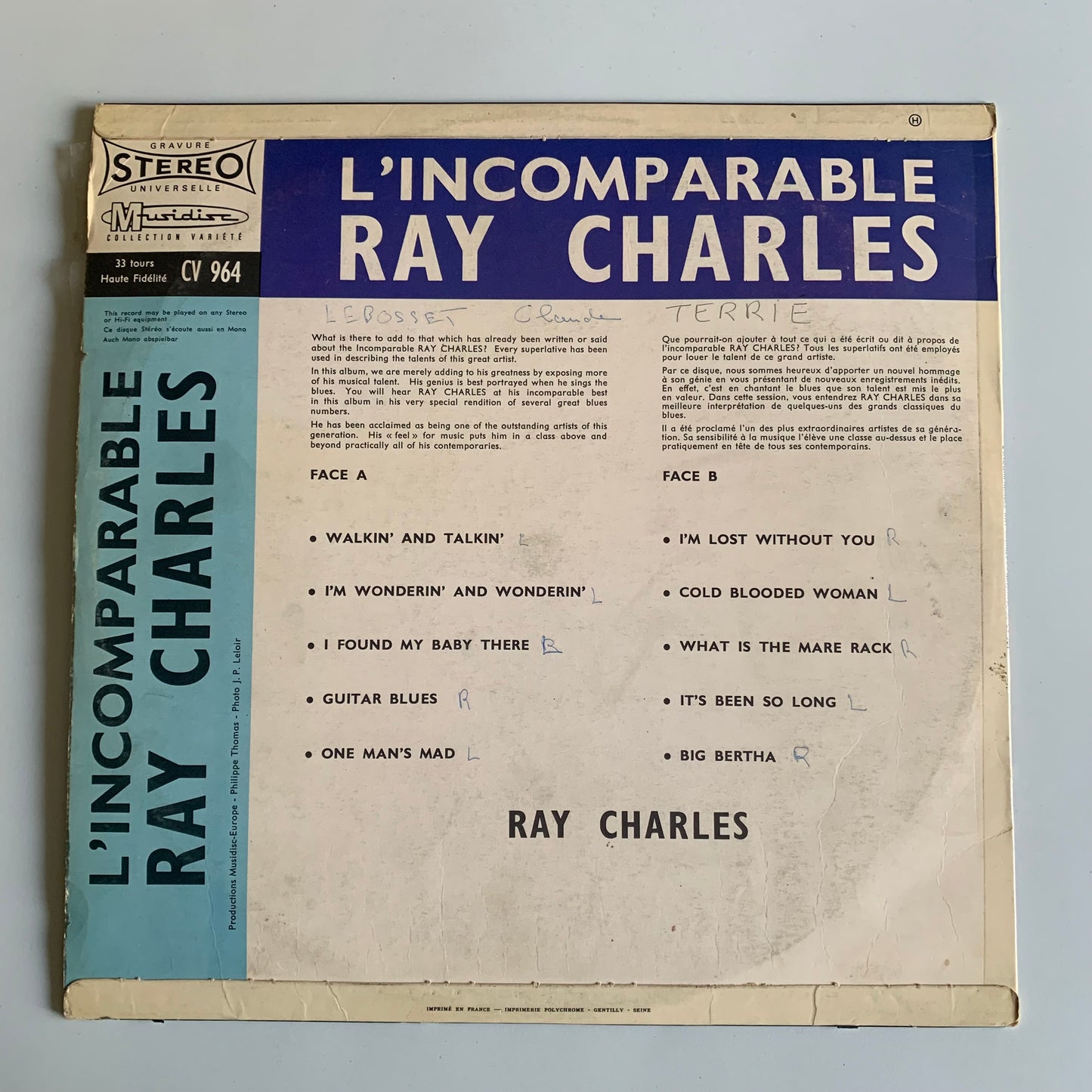 Ray Charles - L'Incomparable - LP