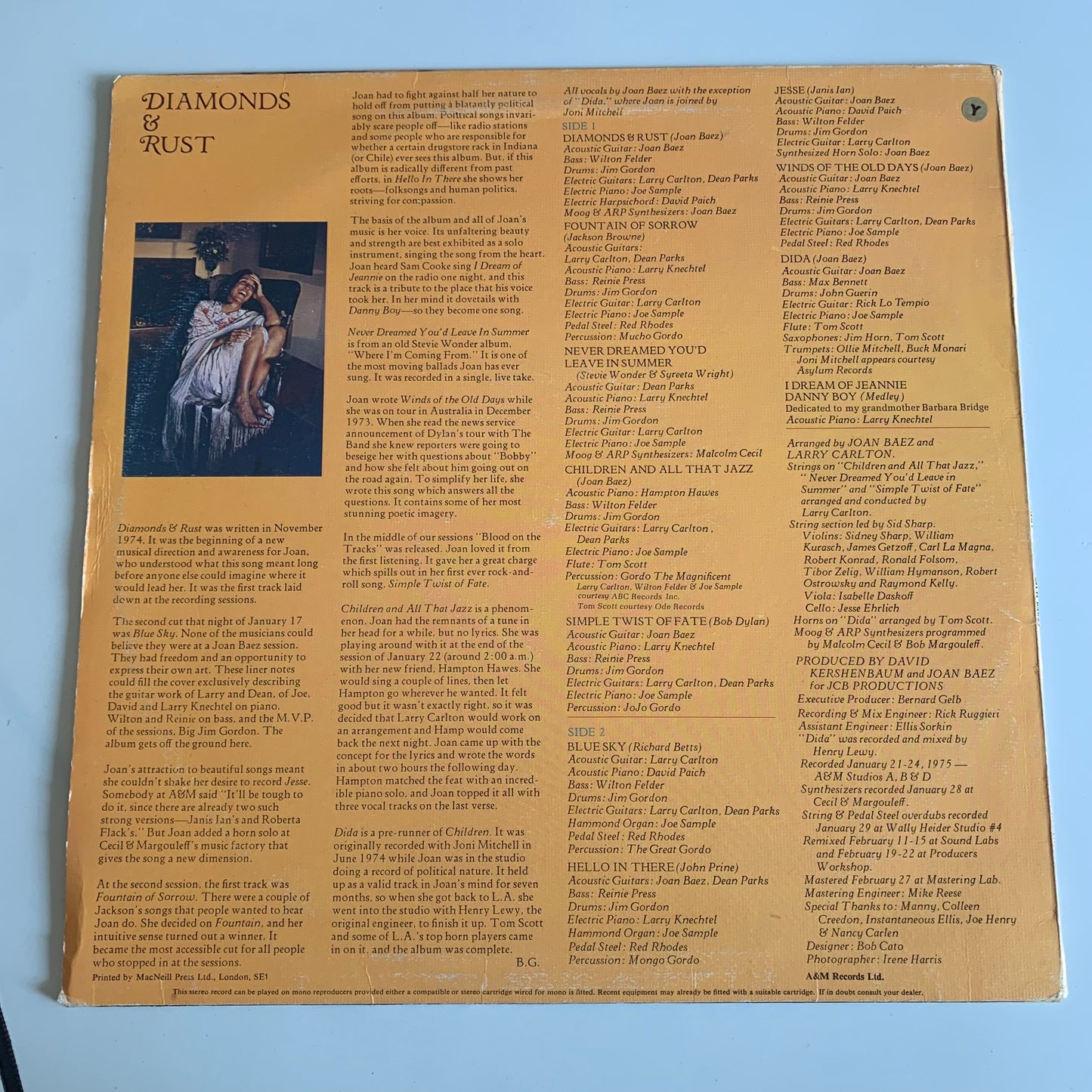 Joan Baez - Diamonds & Rust - LP 1975 Occasion