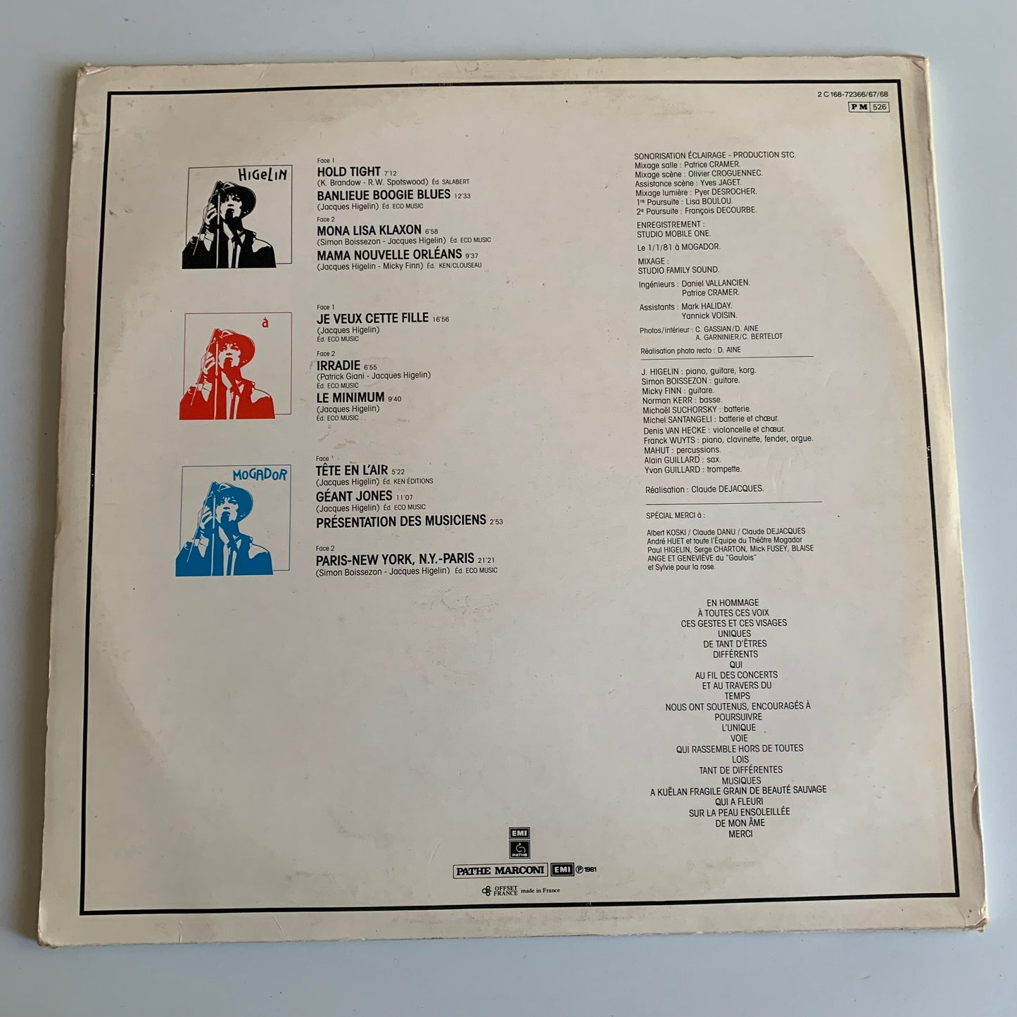 Jacques Higelin - Higelin A Mogador - Triple LP 1981 Occasion