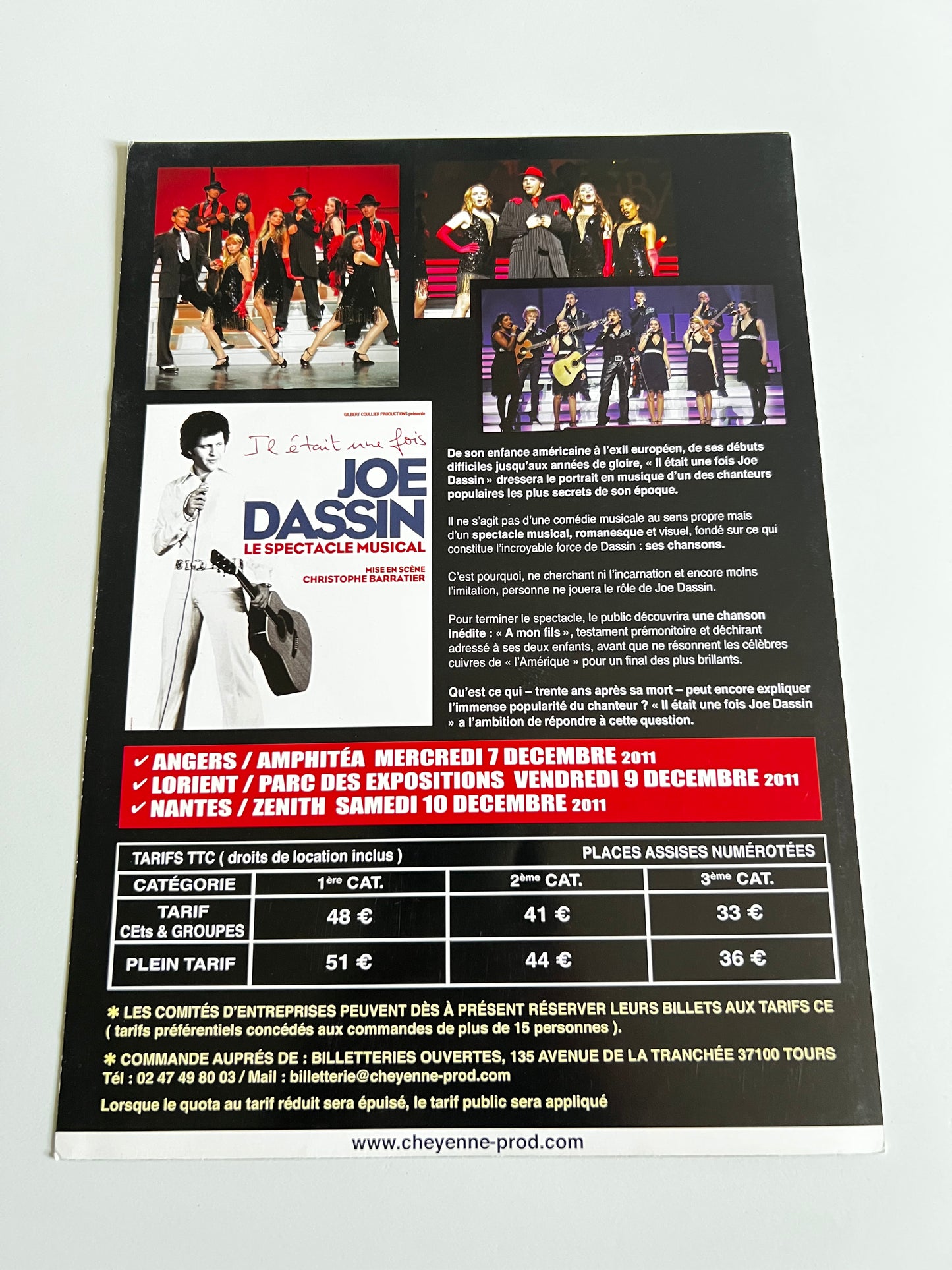 Affiche Poster Originale Spectacle Joe Dassin 2010 Il Était Une Fois - 30x21cm