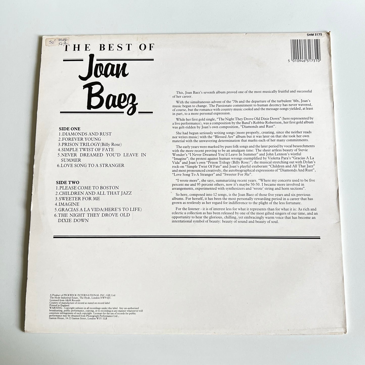 Joan Baez - The Best Of Joan Baez - LP