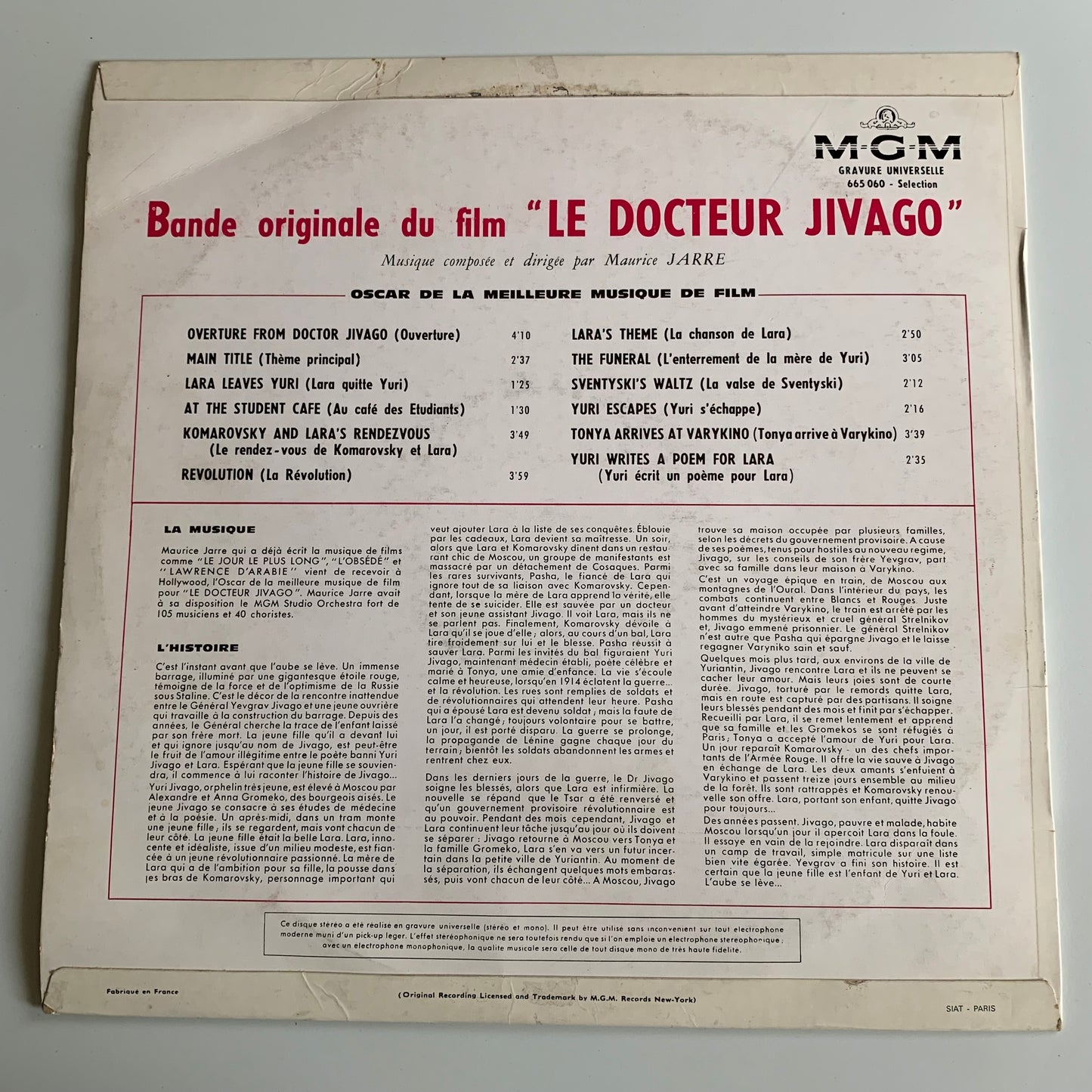 Maurice Jarre - Bande Originale Du Film "Le Docteur Jivago" - LP 1966 Occasion