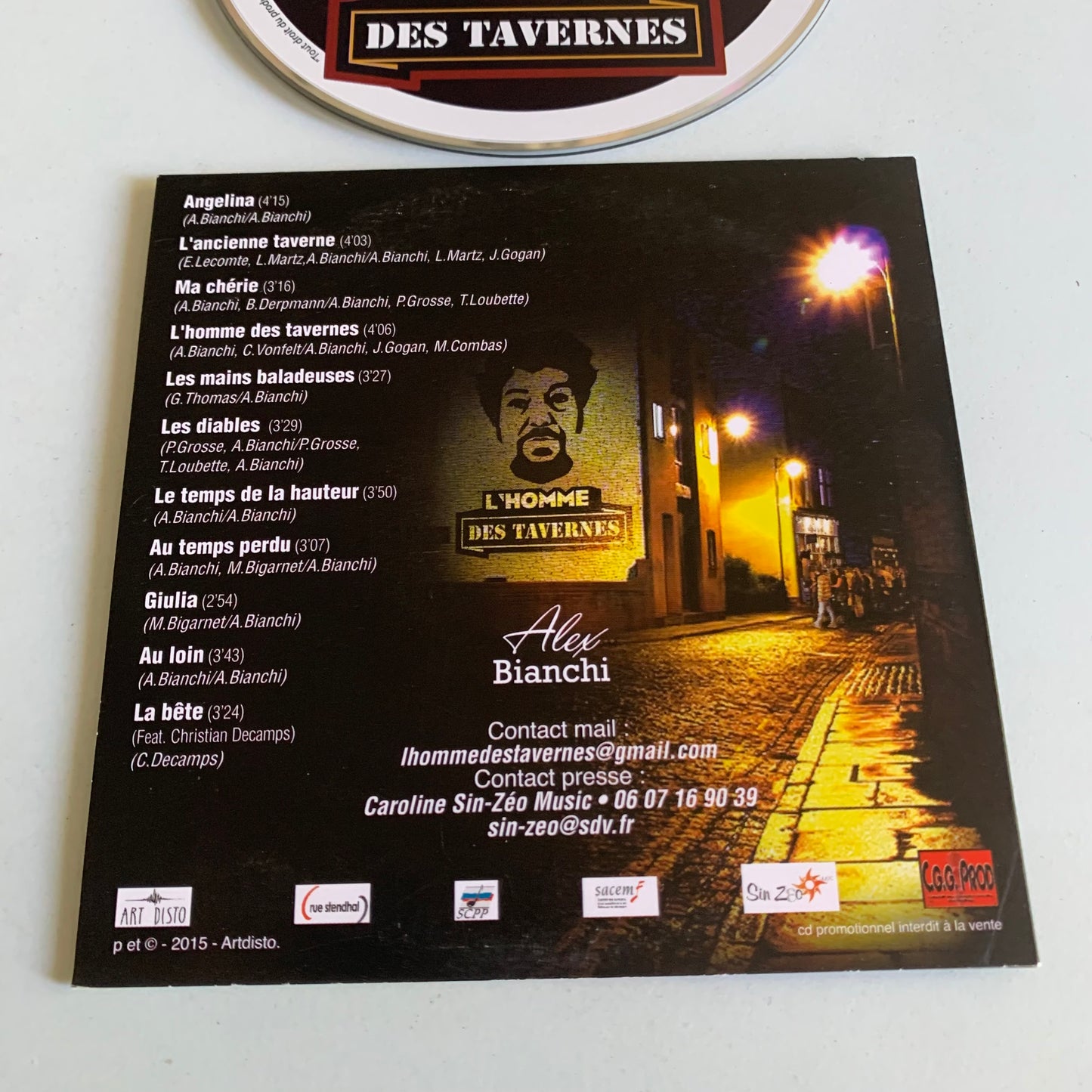 CD - Alex Bianchi - L'Homme Des Tavernes - Single Promo 2016 - Occasion