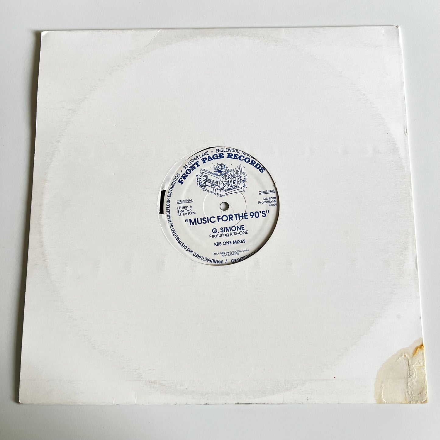 G. Simone - KRS-One - Music For The 90's - Single Promo 1994