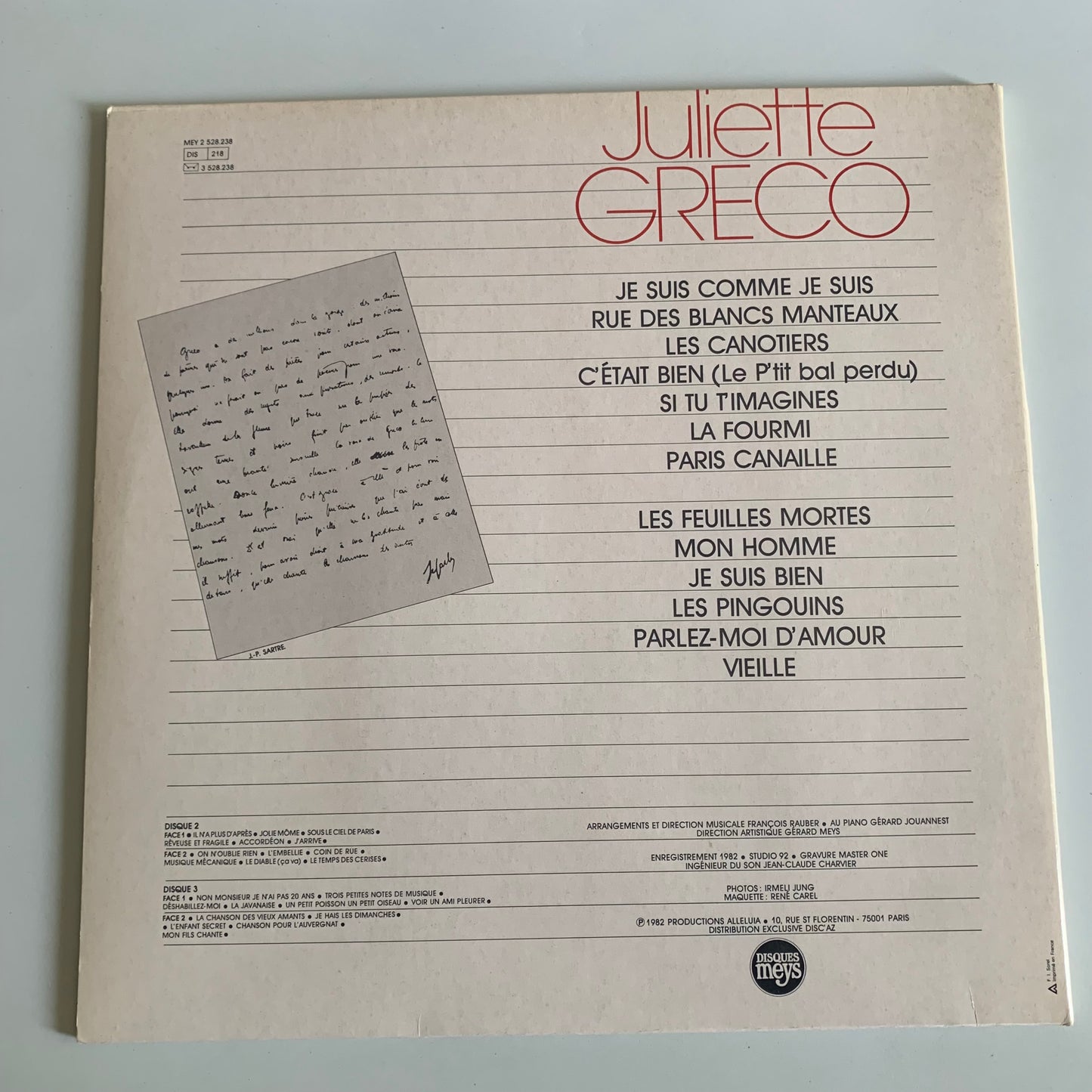 Juliette Greco - Volume 1 - LP 1982 Occasion