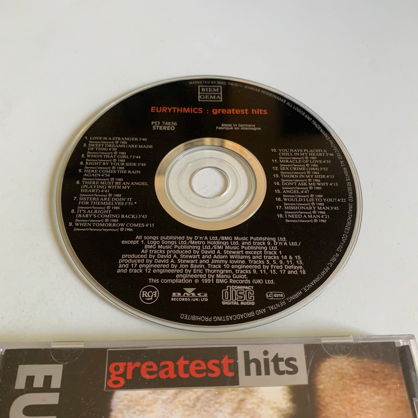CD - Eurythmics - Greatest Hits - 1991 Occasion