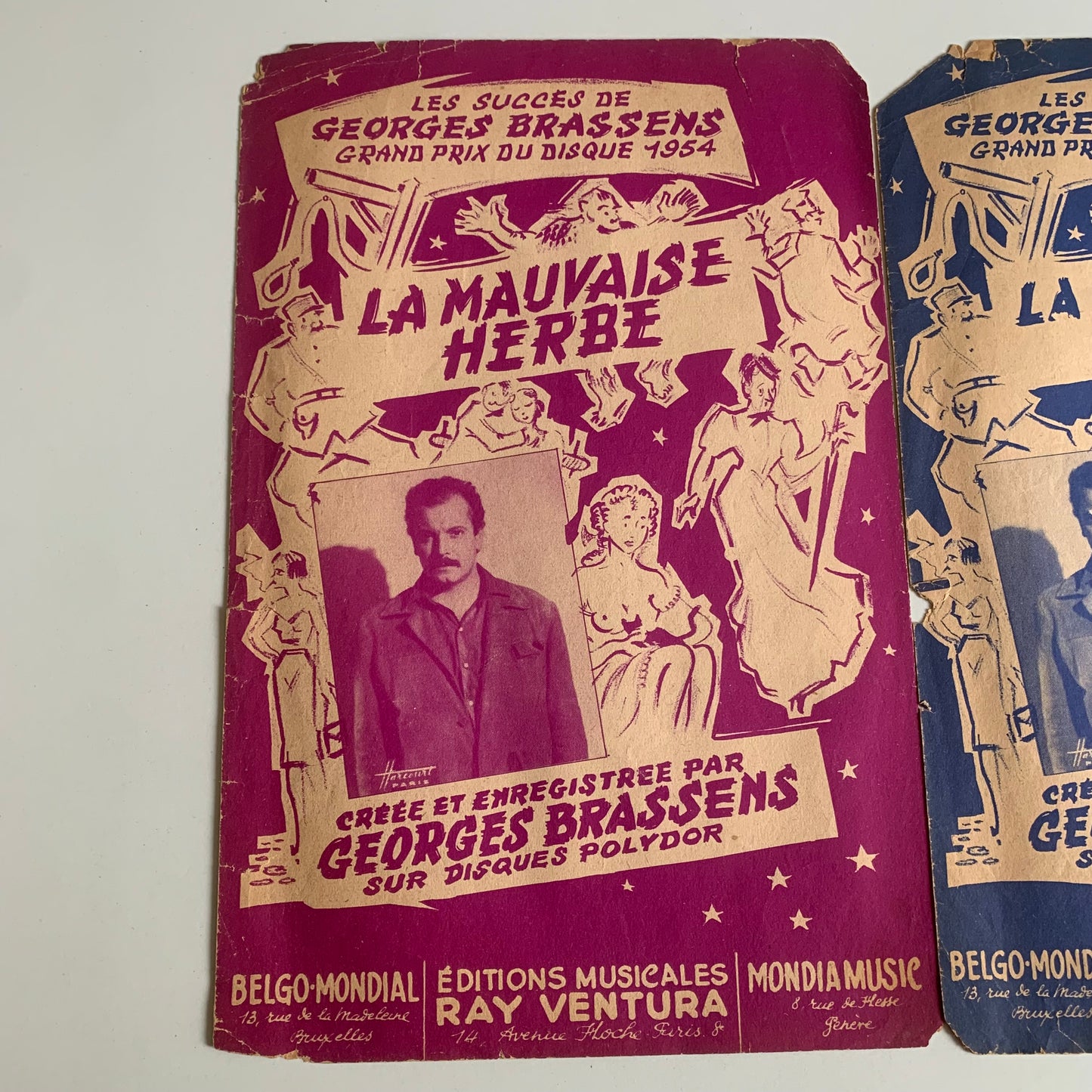 2 Partitions Georges Brassens - La Mauvaise Herbe - La Première Fille