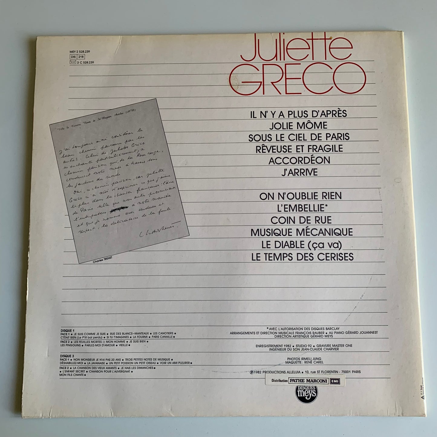 Juliette Gréco - Volume 2 - Dédicacé - 33 tours 1982 Occasion