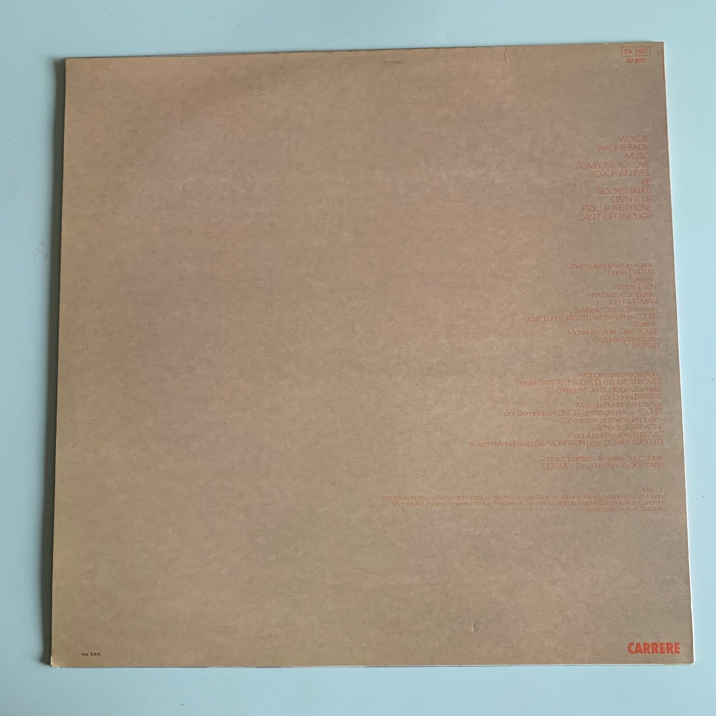 F-R David - Words - LP 1982 Occasion