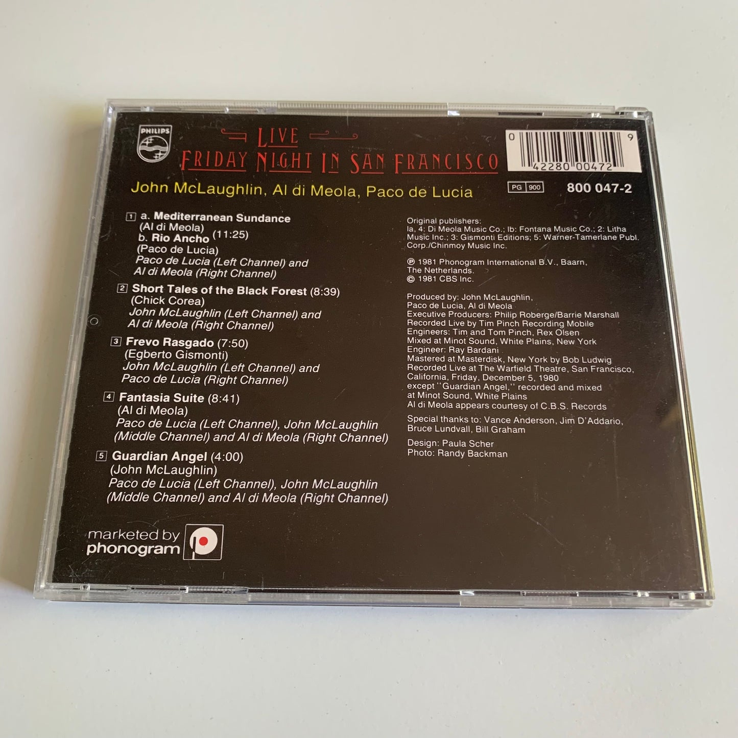 Al Di Meola - Friday Night In San Francisco - 1994 Occasion