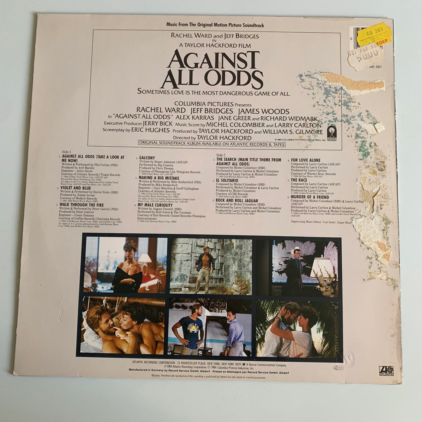 Various - Against All Odds Music From The Original Motion Picture Soundtrack - LP 1984 Occasion