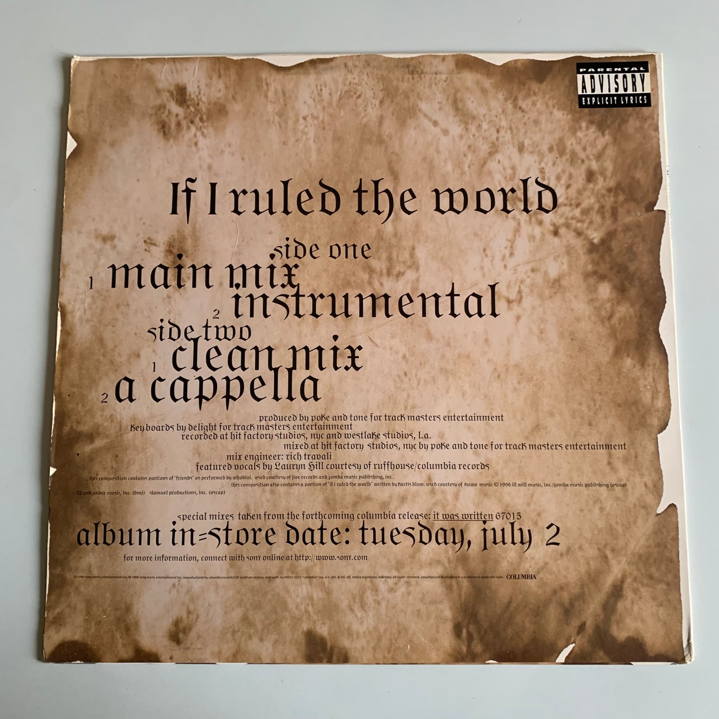 Nas - If I Ruled The World - Single 1996