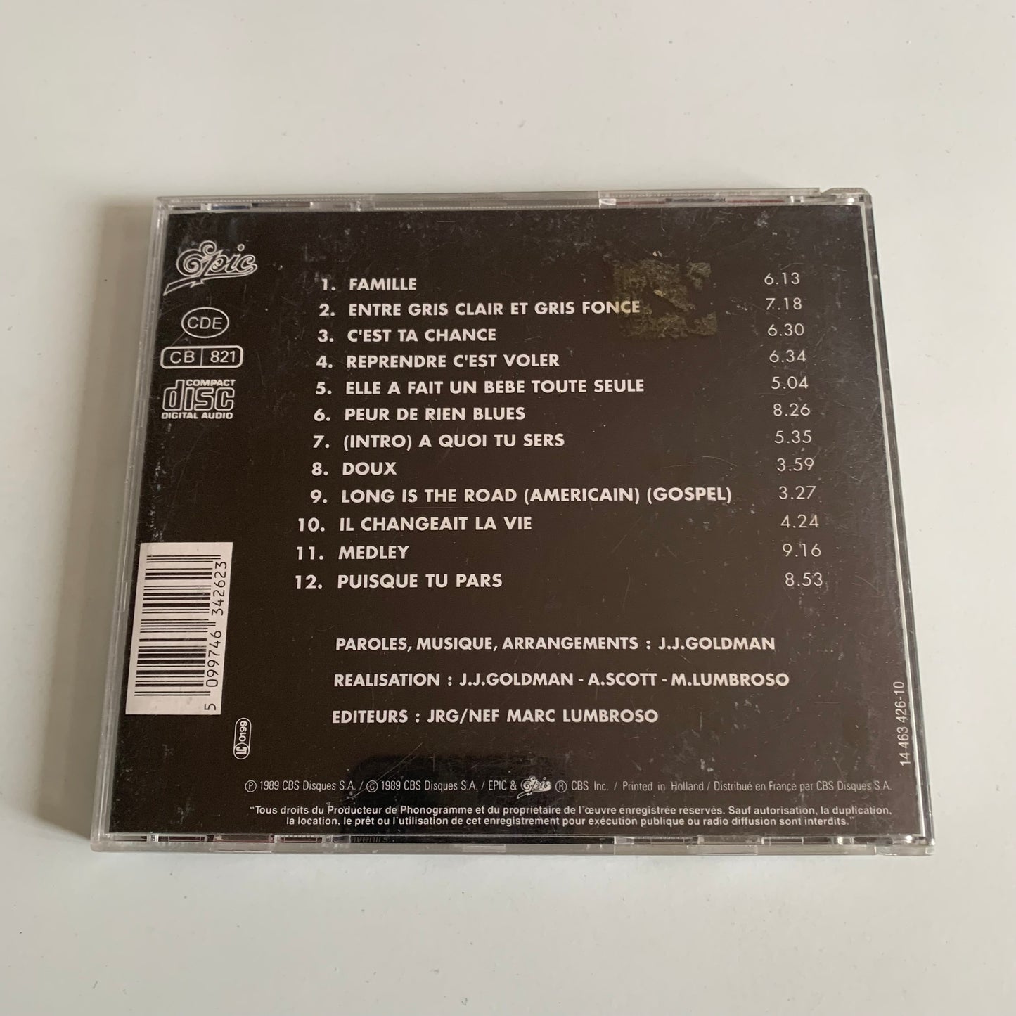 CD - Jean Jacques Goldman - Traces - 1989 Occasion