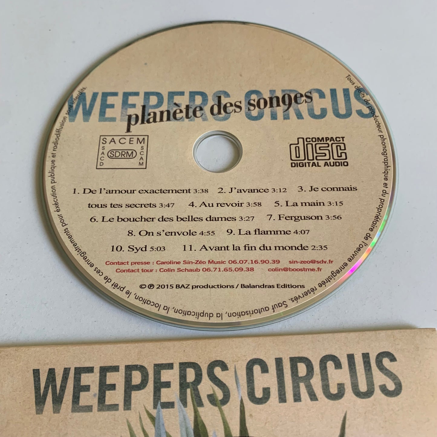 CD - Weepers Circus - Planète Des Songes - Single Promo 2015 - Occasion