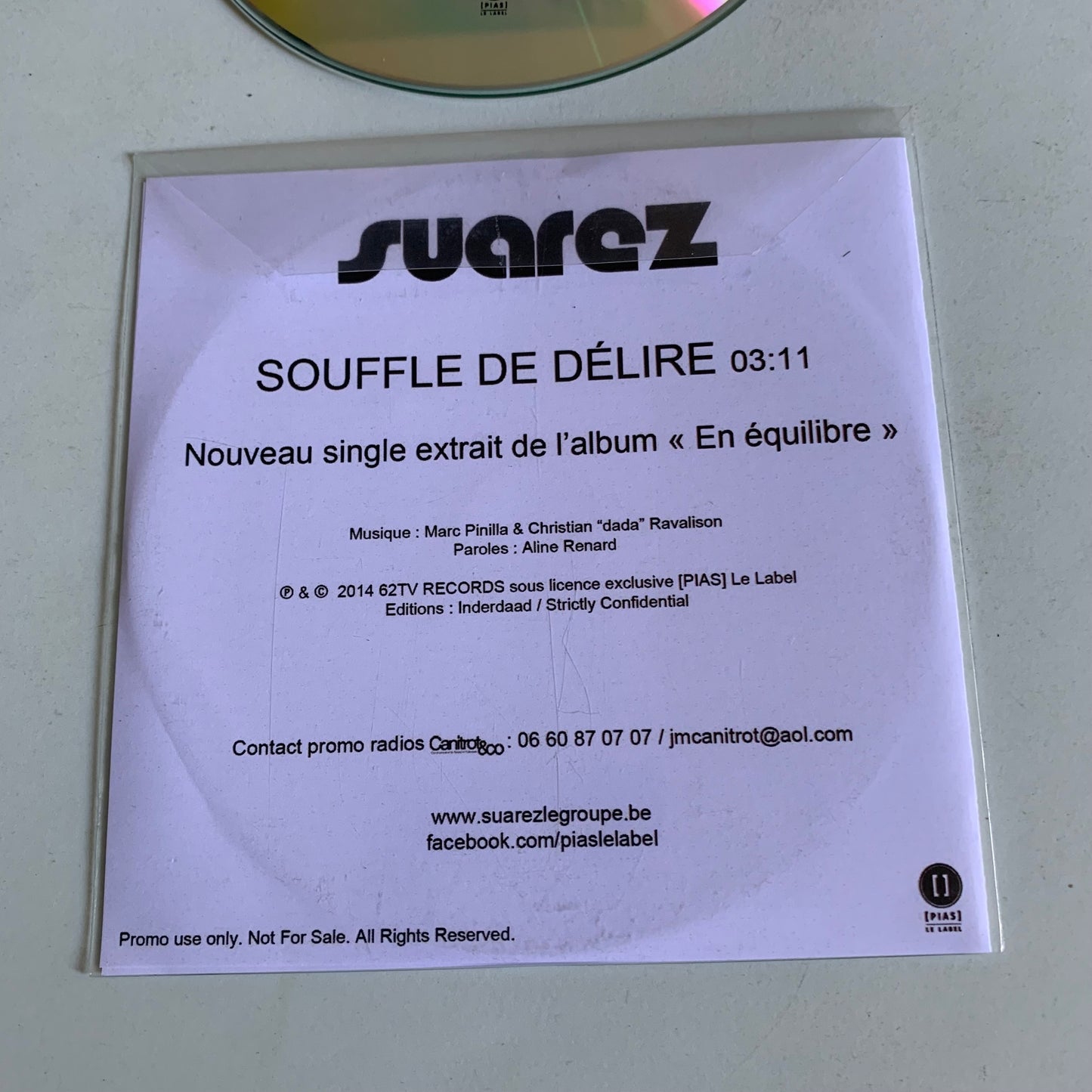 CD - Suarez - Souffle de Délire - Single Promo 2014 Occasion