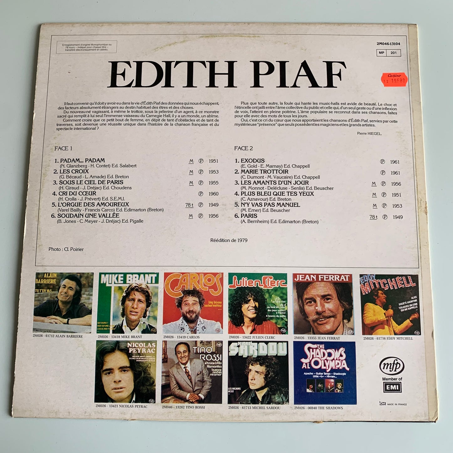 Edith Piaf - Un Souvenir - 33 tours 1979 Occasion