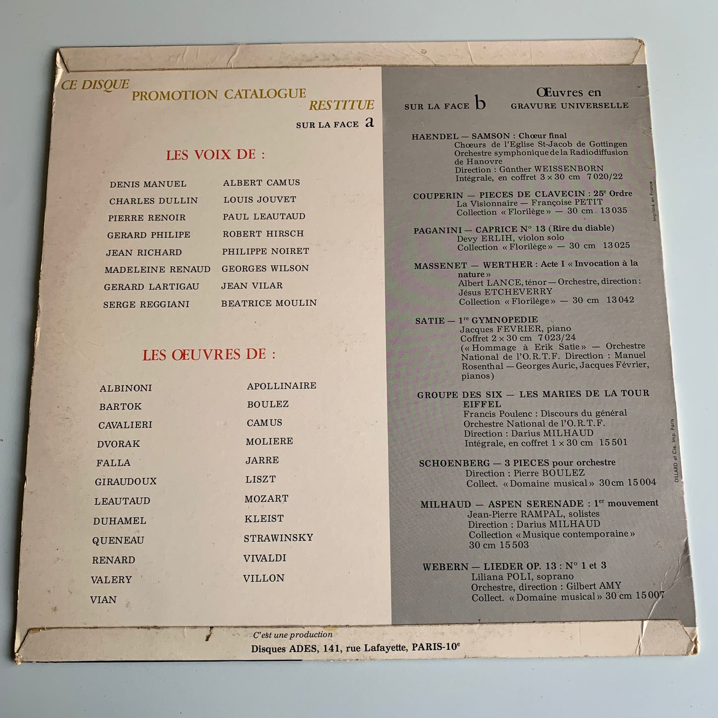 Promotion Catalogue 1968 - 33 tours Occasion