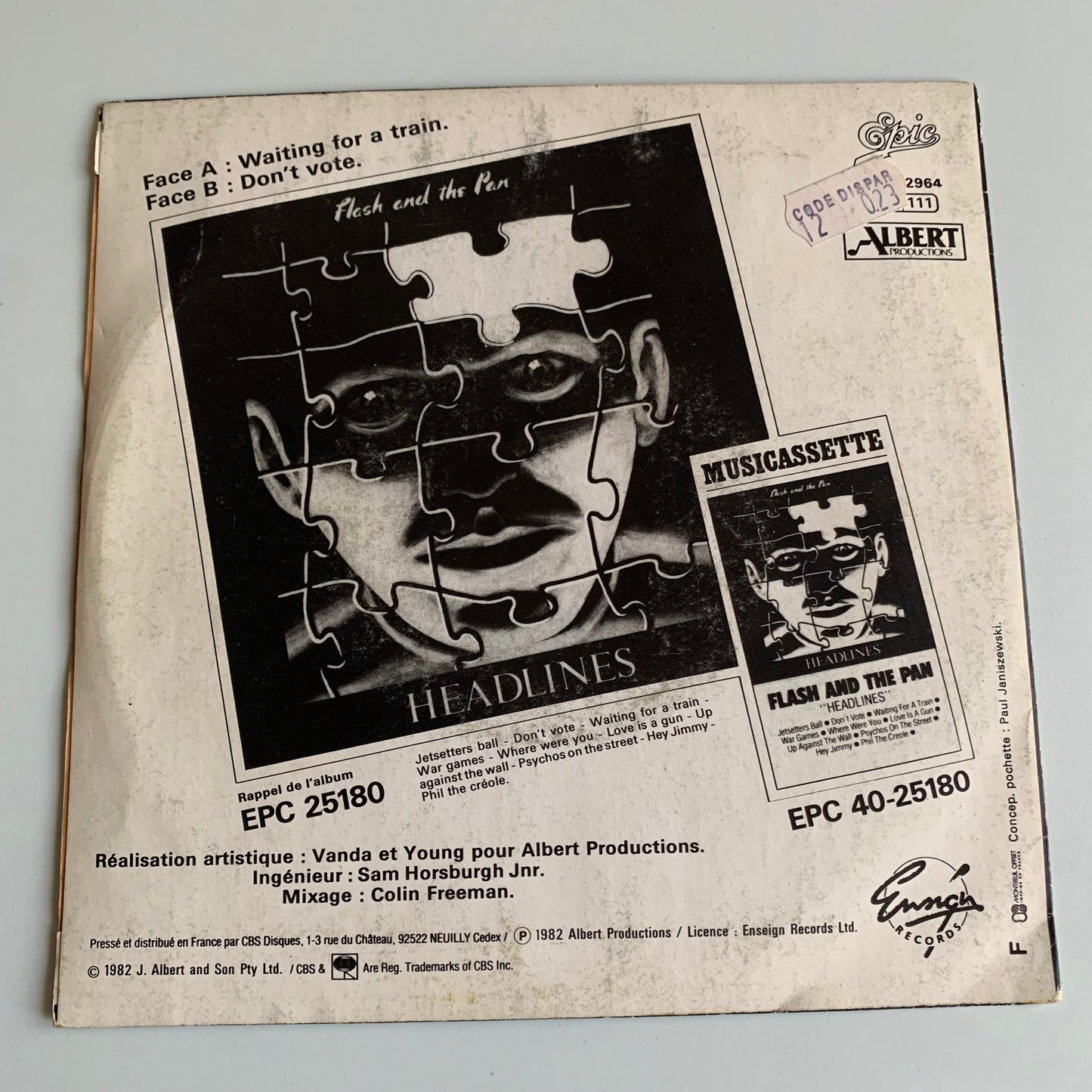 Flash And The Pan - Waiting For A Train - 45 tours 1982 Occasion