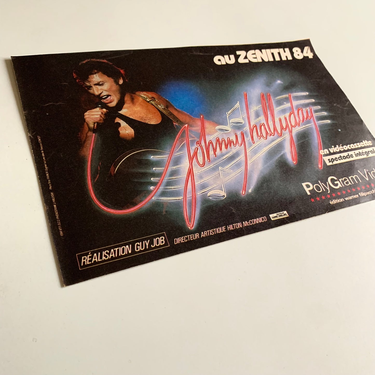 Affiche Originale Johnny Hallyday - Concert Zénith 1984 - Page de Magazine 23x15cm