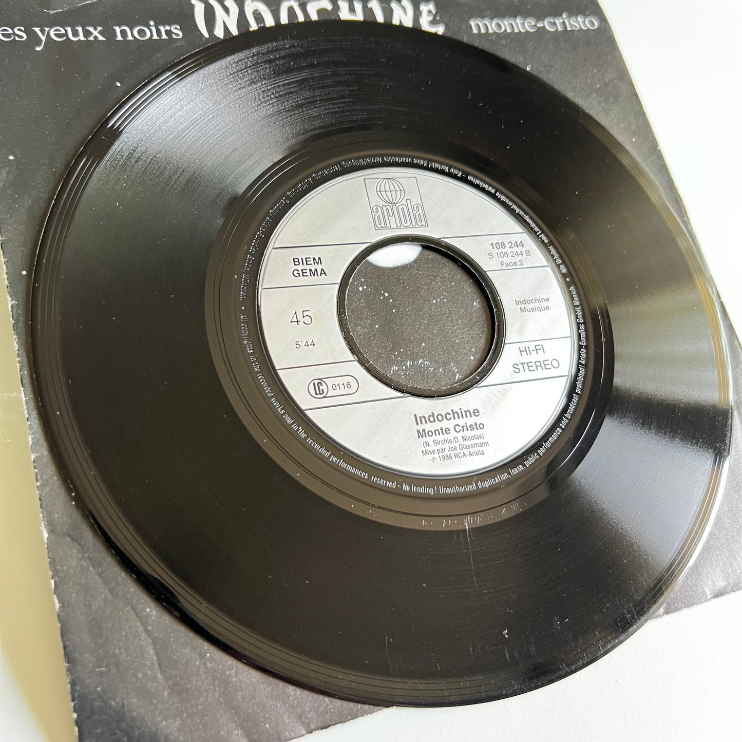 Indochine - Tes Yeux Noirs - Single 1986