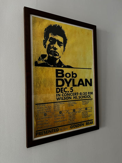 Affiche Originale Bob Dylan (Encadrée) - Concert Wilson Hi. School 1964