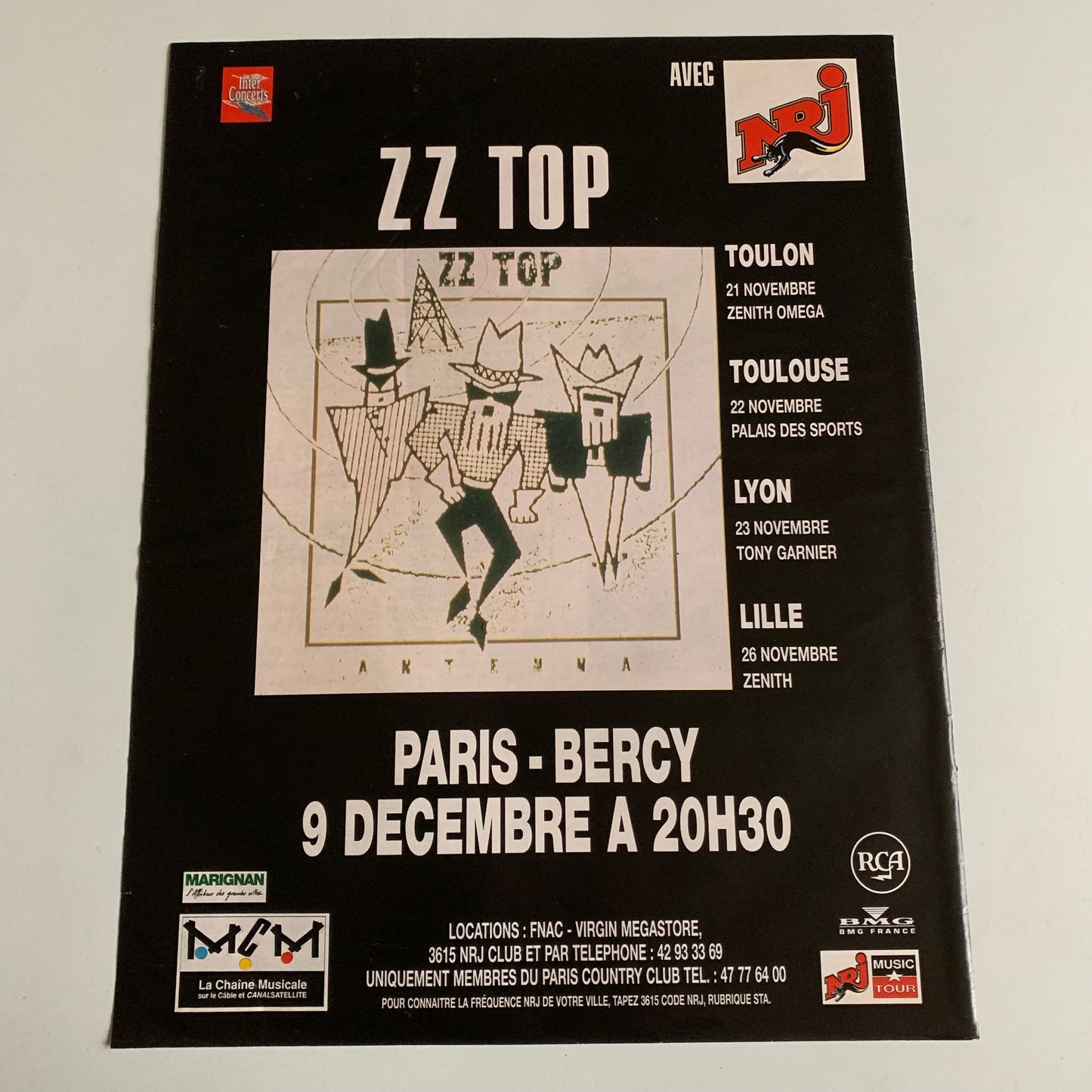 Affiche Originale ZZ Top  - Concert 1994 - Page de Magazine 30x23cm