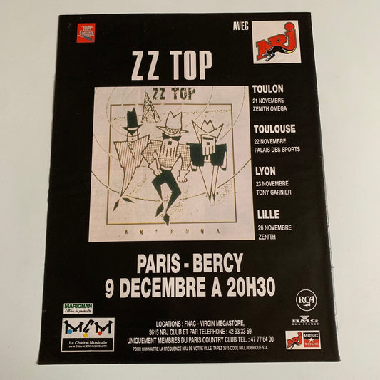 Affiche Originale ZZ Top  - Concert 1994 - Page de Magazine 30x23cm