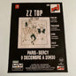 Affiche Originale ZZ Top  - Concert 1994 - Page de Magazine 30x23cm