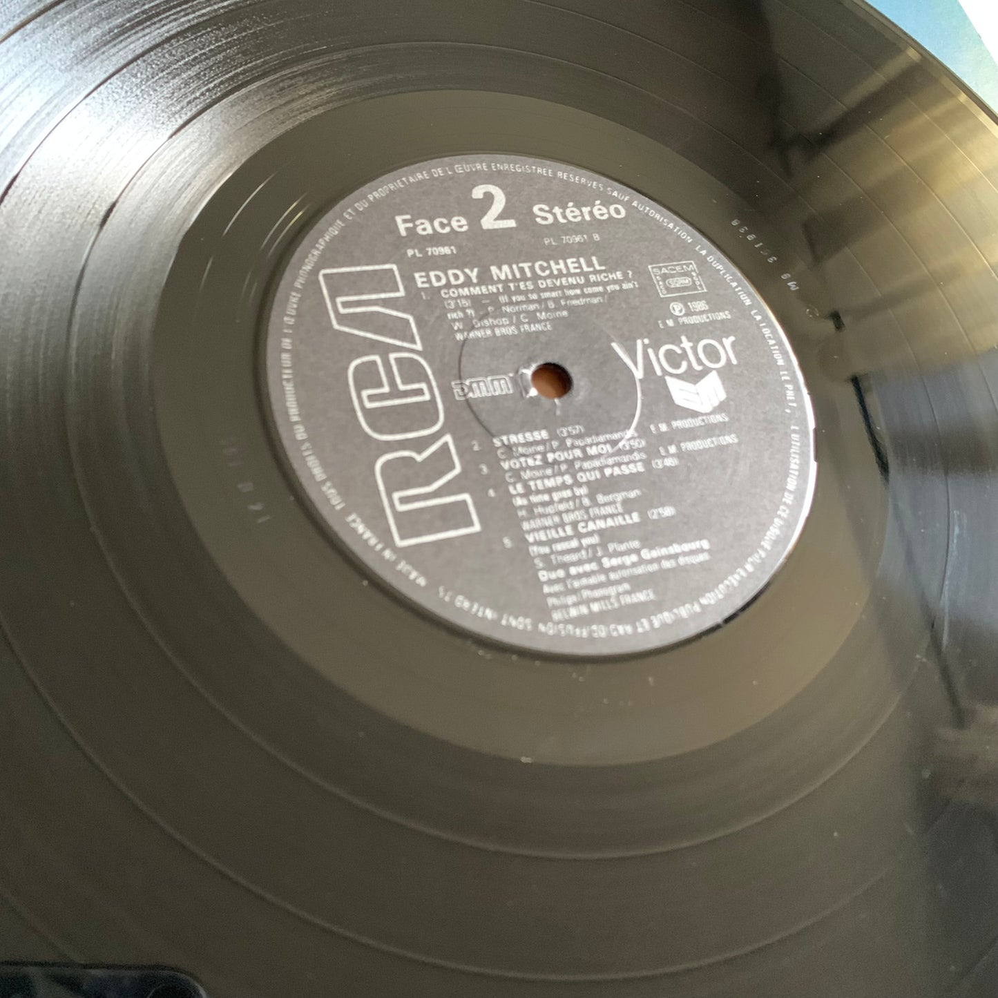 Eddy Mitchell - Paris - LP 1986 Occasion