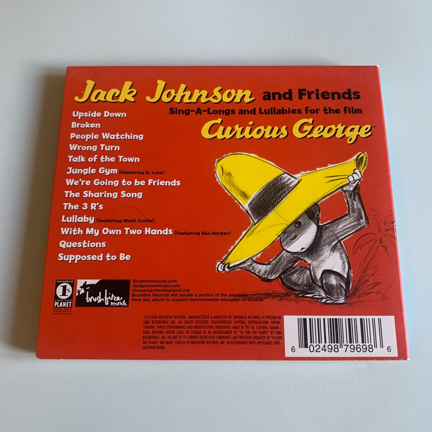 CD - Jack Johnson - Sing-A-Longs And Lullabies For The Film Curious George - 2006