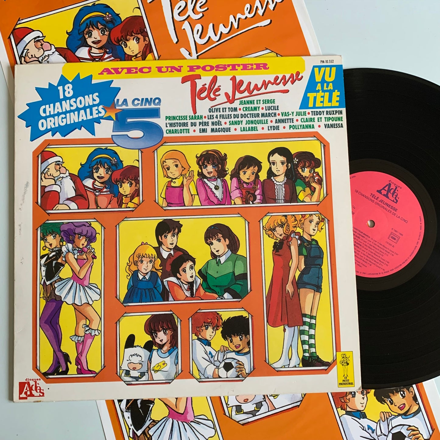 Télé Jeunesse - 18 Chansons Originales de La 5 - LP + Poster 1989