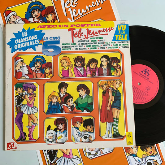 Télé Jeunesse - 18 Chansons Originales de La 5 - LP + Poster 1989