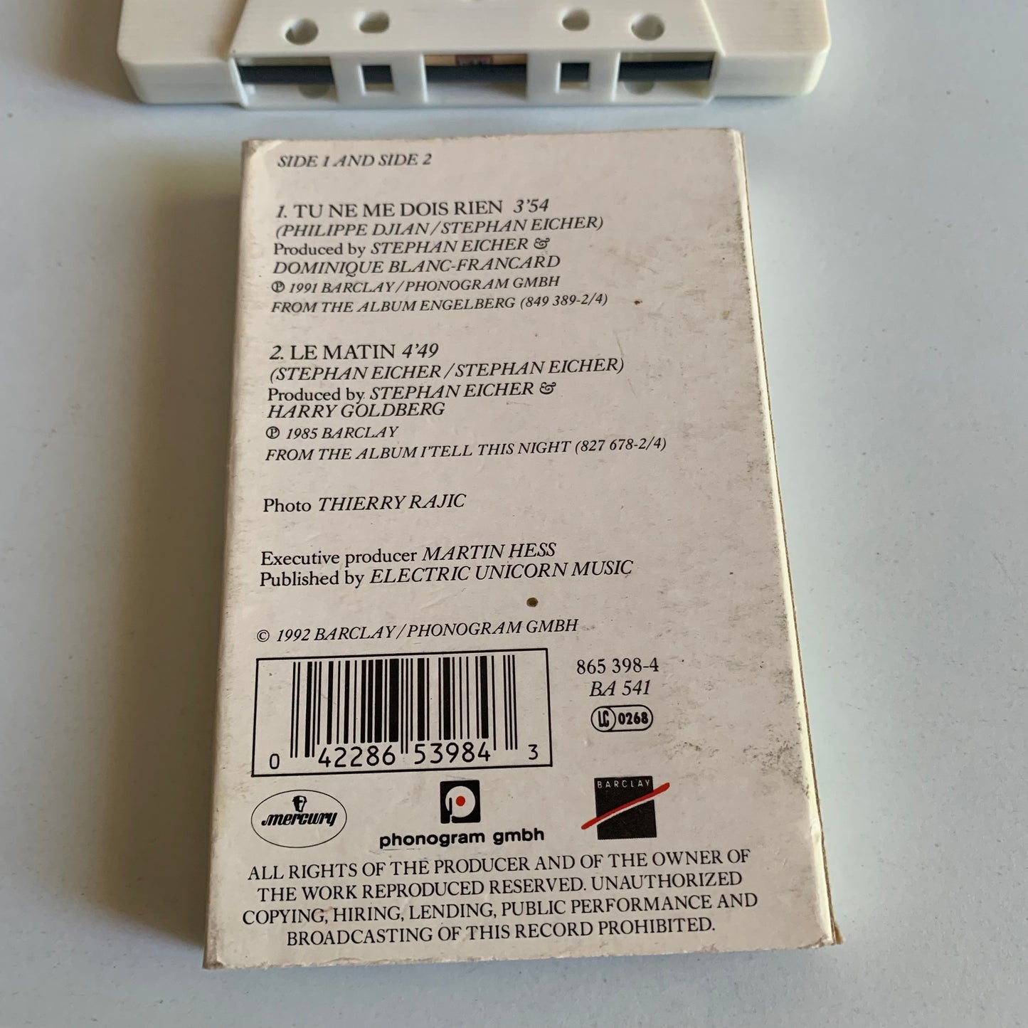 Stephan Eicher - Tu Ne Me Dois Rien - 1992 Single Occasion