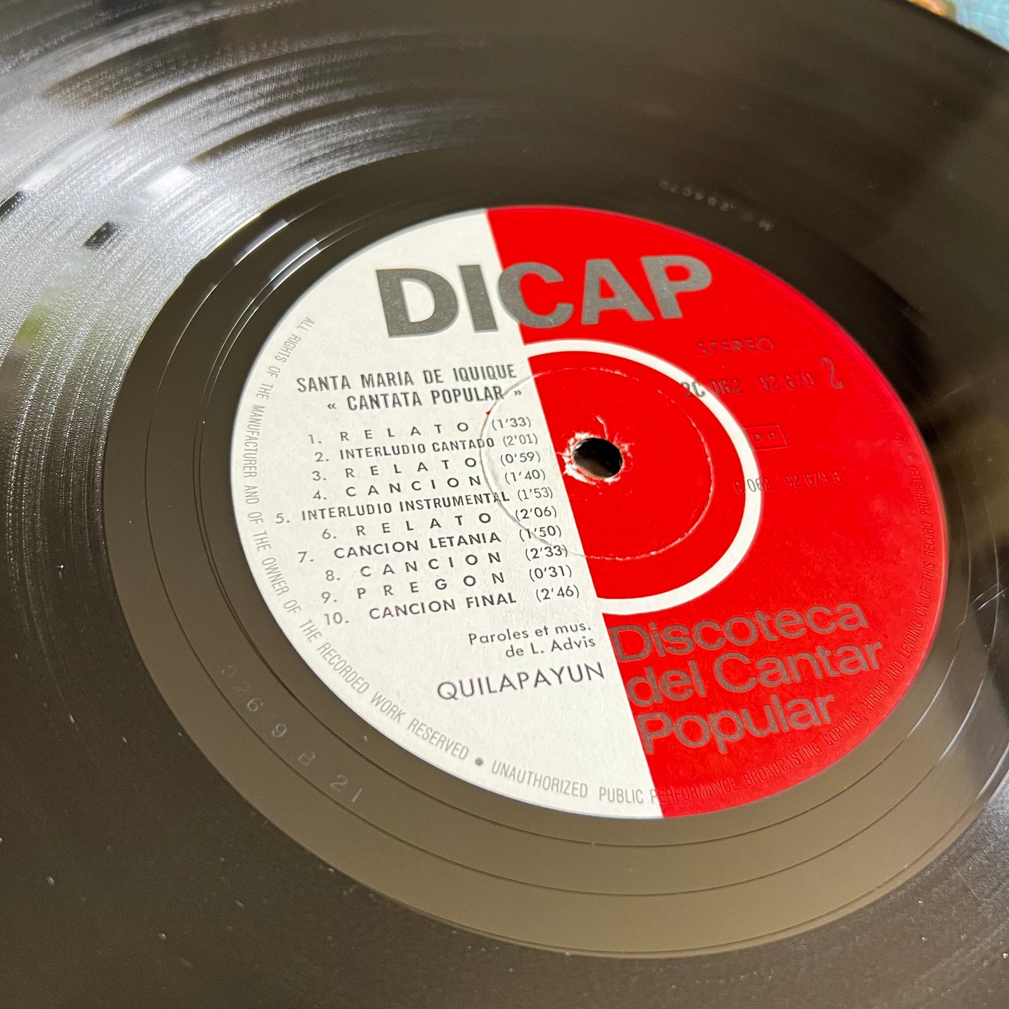 Quilapayún - Santa Maria De Iquique - Cantate Populaire - Cantata Popular - LP Dedicacé 1972